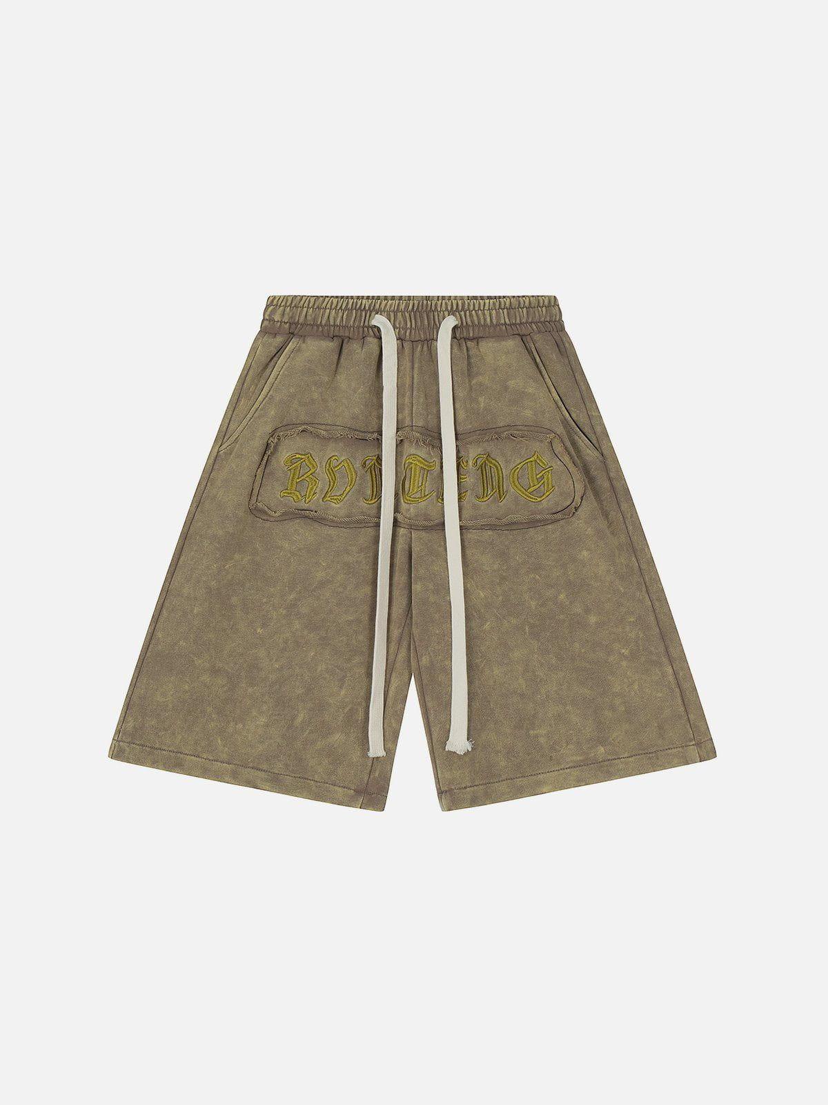 Tntwear® - Letter Embroidery Shorts - tntwear1