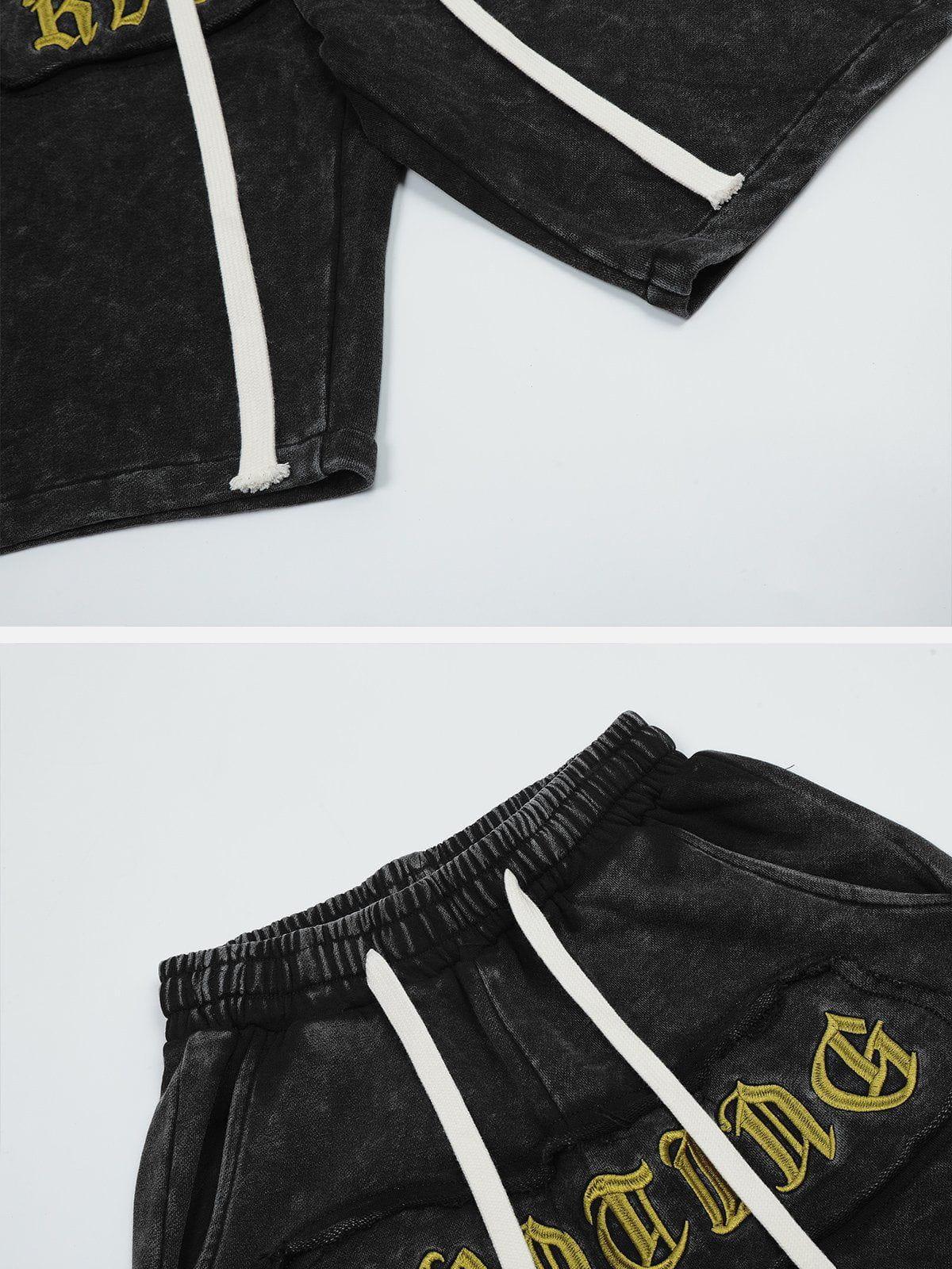 Tntwear® - Letter Embroidery Shorts - tntwear1
