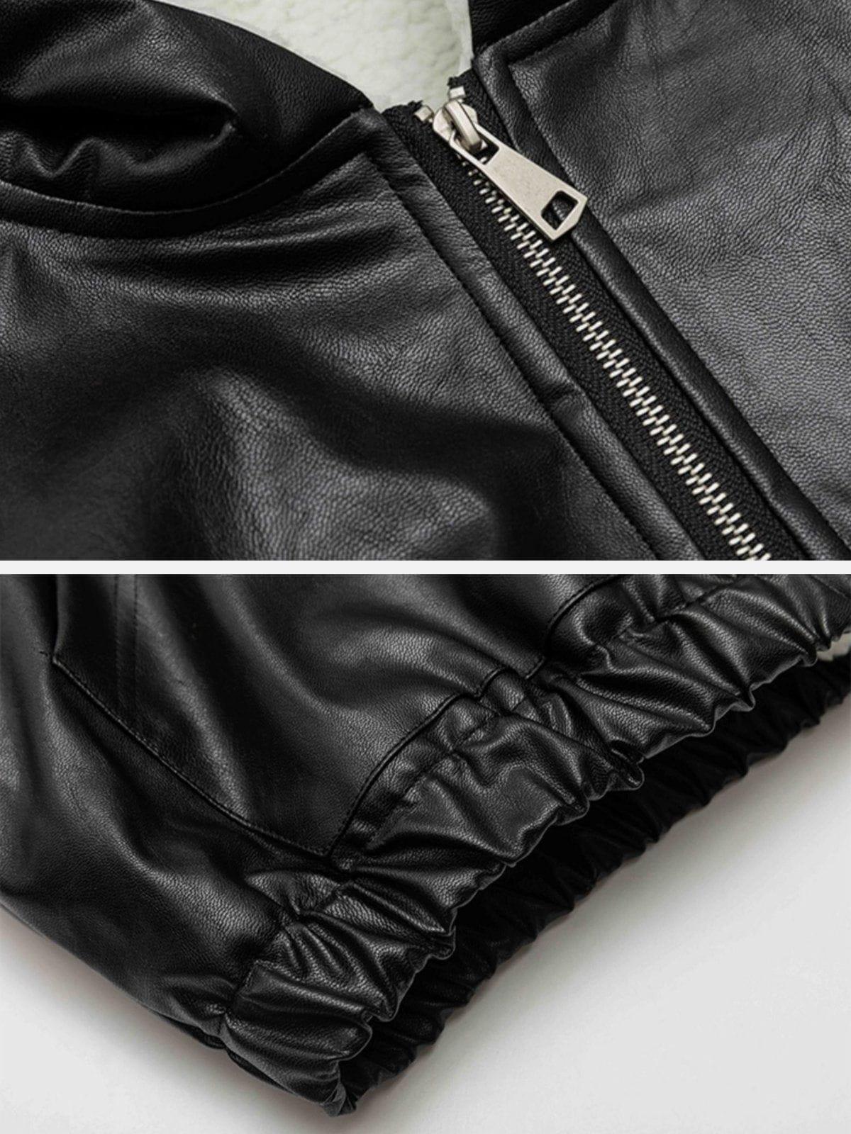 Tntwear® - Letter Print Leather Jacket - tntwear1