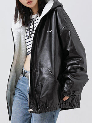 Tntwear® - Letter Print Leather Jacket - tntwear1