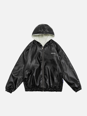 Tntwear® - Letter Print Leather Jacket - tntwear1
