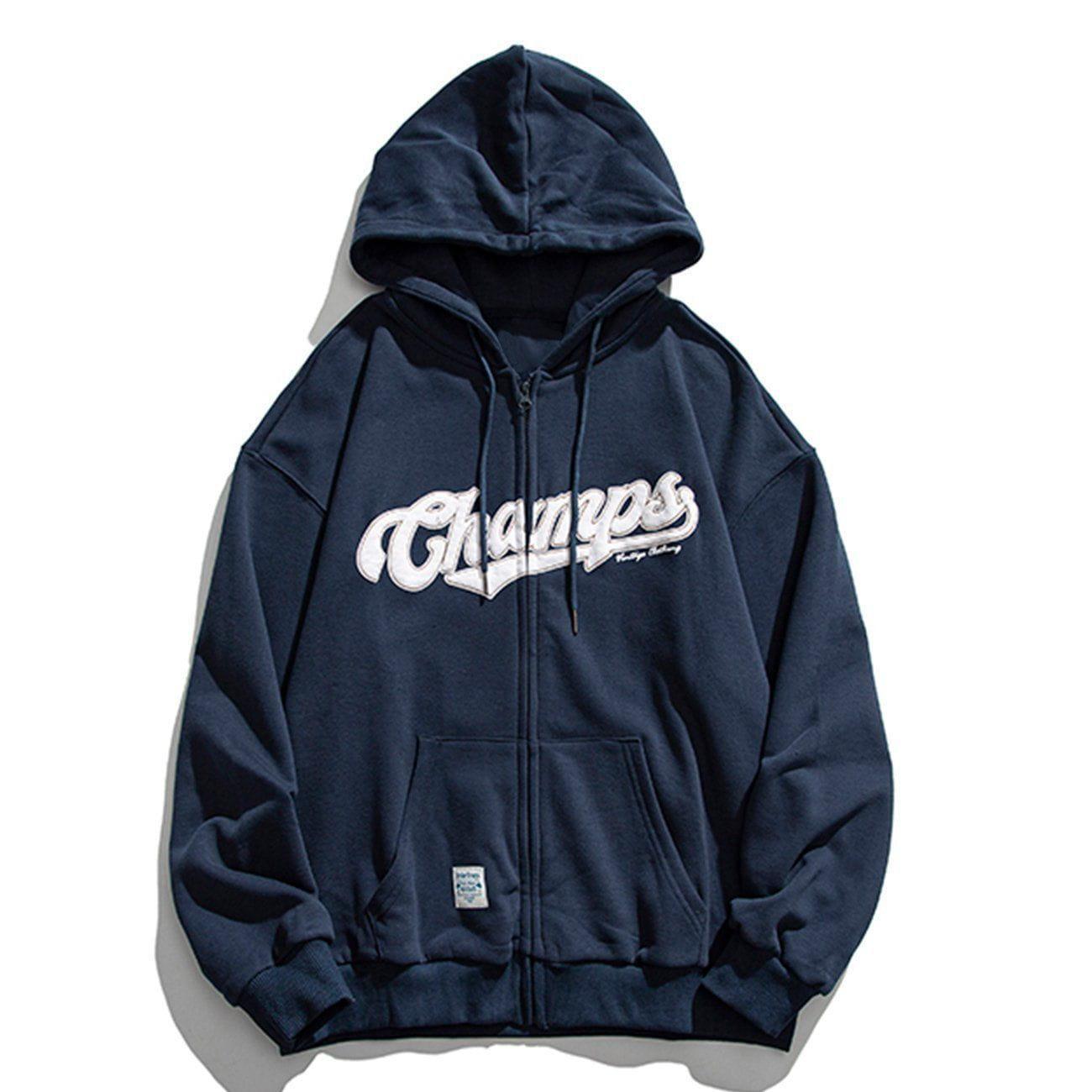 Tntwear® - Letter Print Zipper Hoodie - tntwear1