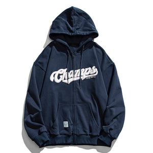 Tntwear® - Letter Print Zipper Hoodie - tntwear1