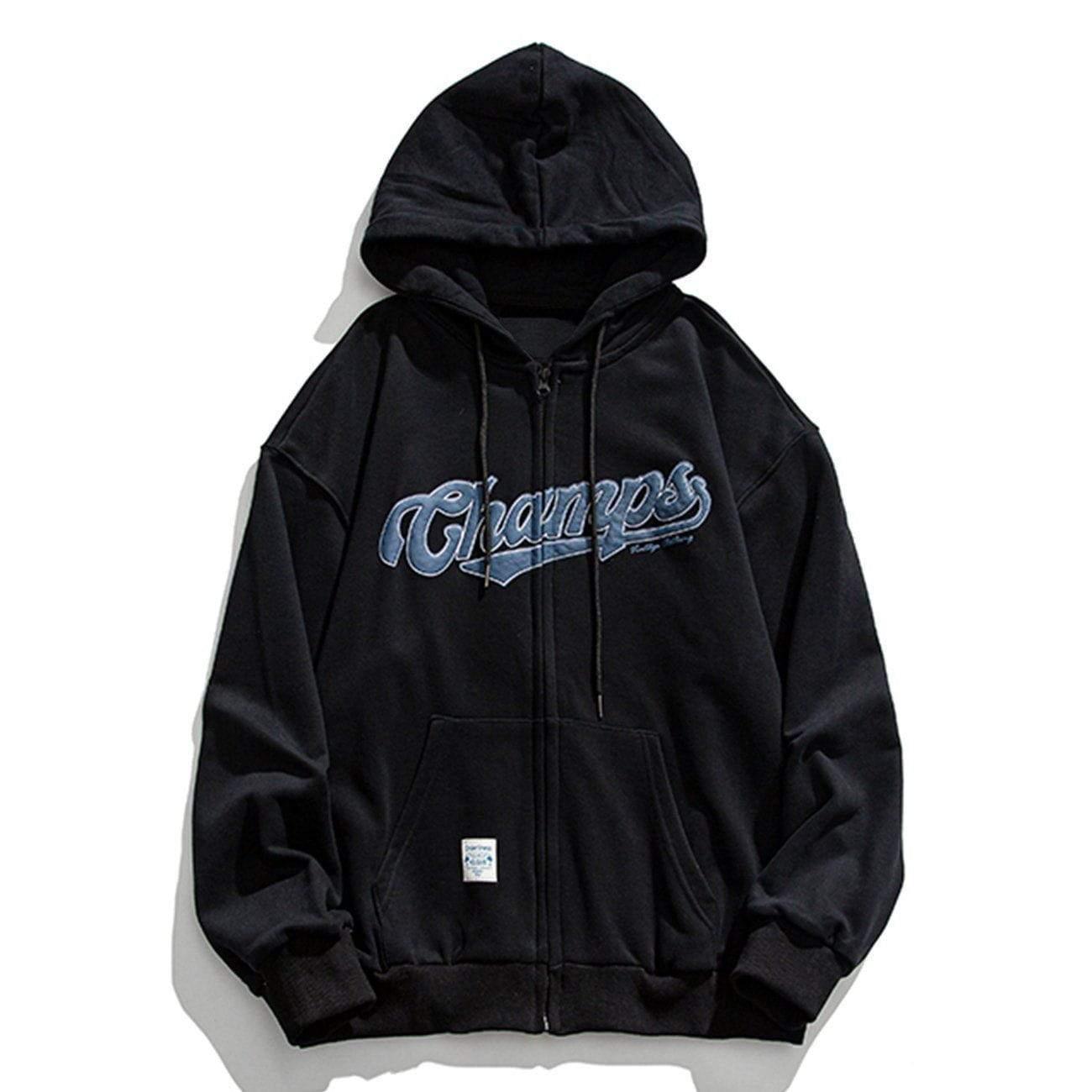 Tntwear® - Letter Print Zipper Hoodie - tntwear1