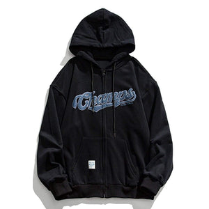 Tntwear® - Letter Print Zipper Hoodie - tntwear1
