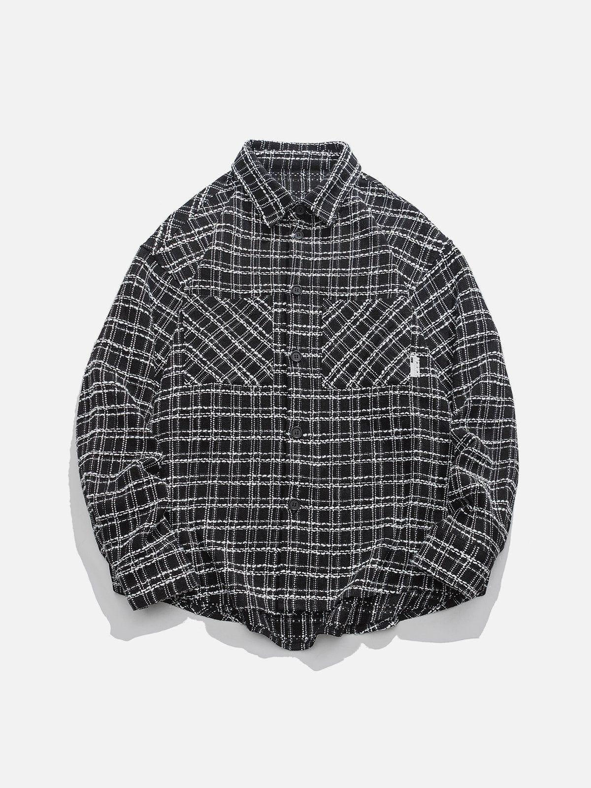 Tntwear® - Letter Printing Reticulation Long Sleeve Shirts - tntwear1