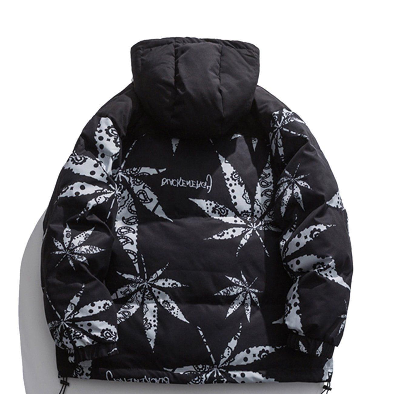 Tntwear® - Maple Leaf Print Winter Coat - tntwear1