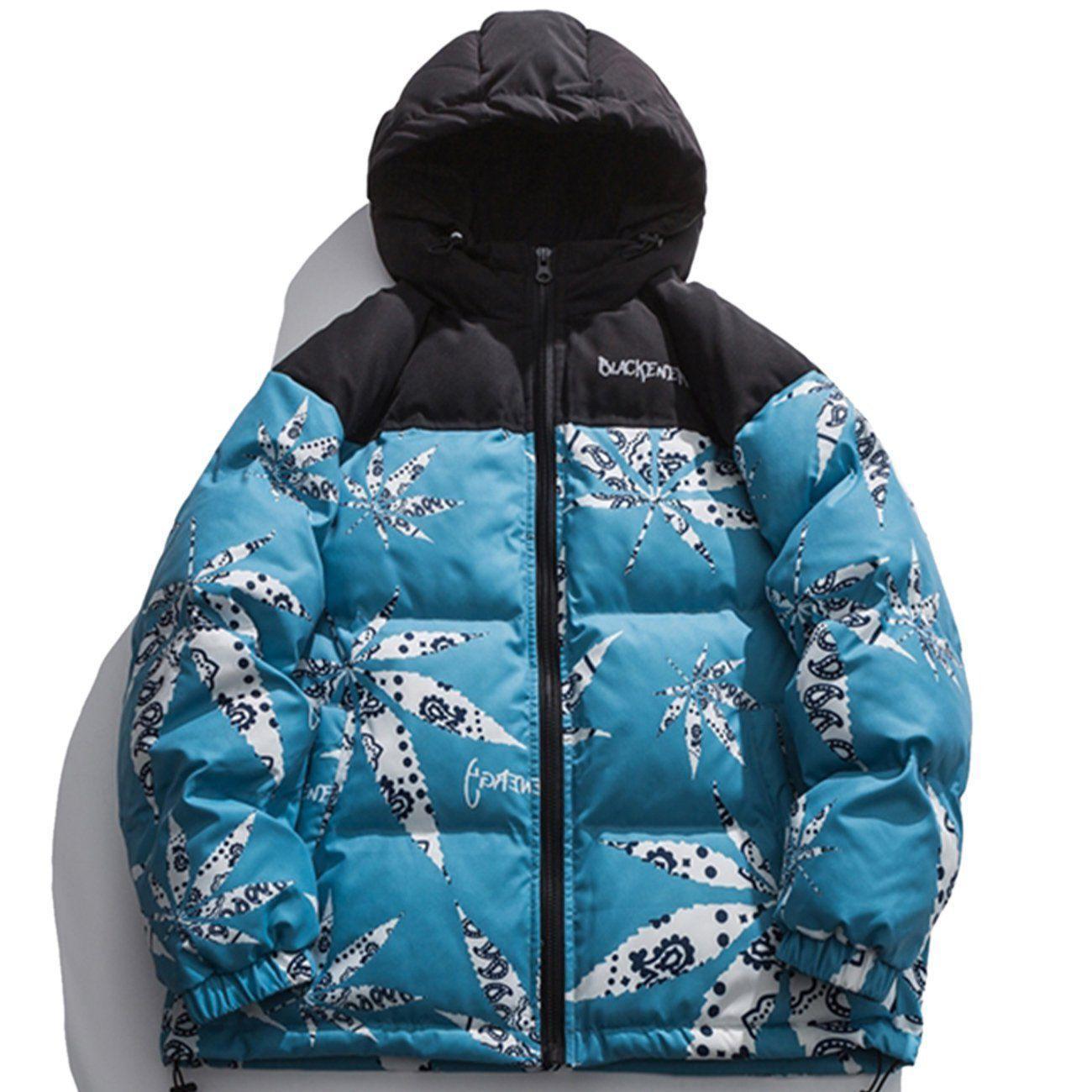 Tntwear® - Maple Leaf Print Winter Coat - tntwear1