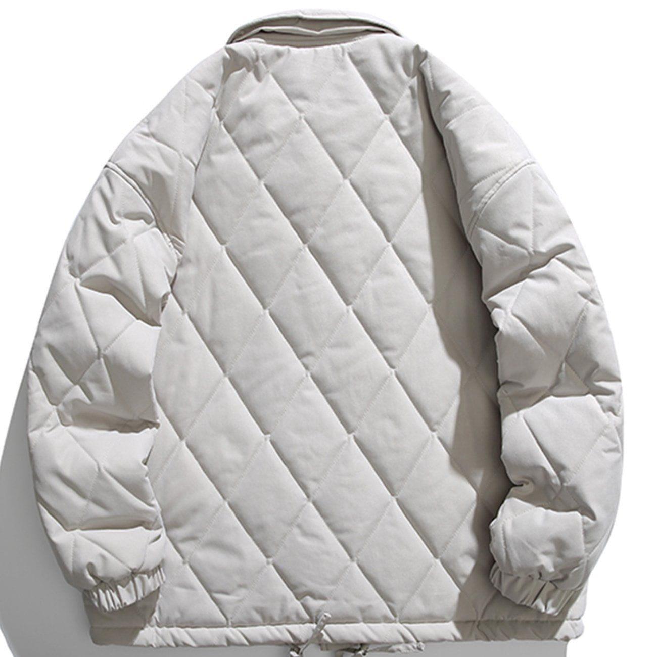 Tntwear® - Monogram Embroidery Rhombus Winter Coat - tntwear1