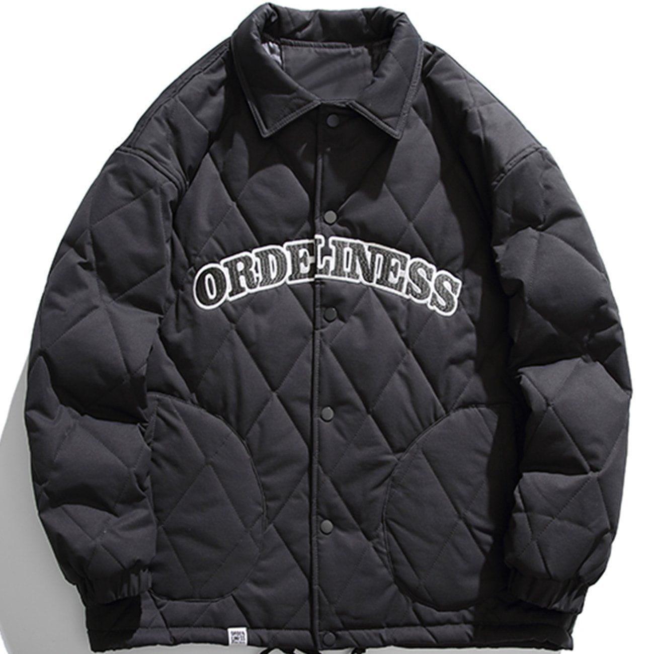 Tntwear® - Monogram Embroidery Rhombus Winter Coat - tntwear1