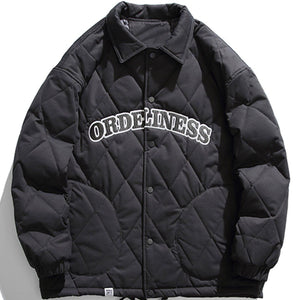 Tntwear® - Monogram Embroidery Rhombus Winter Coat - tntwear1