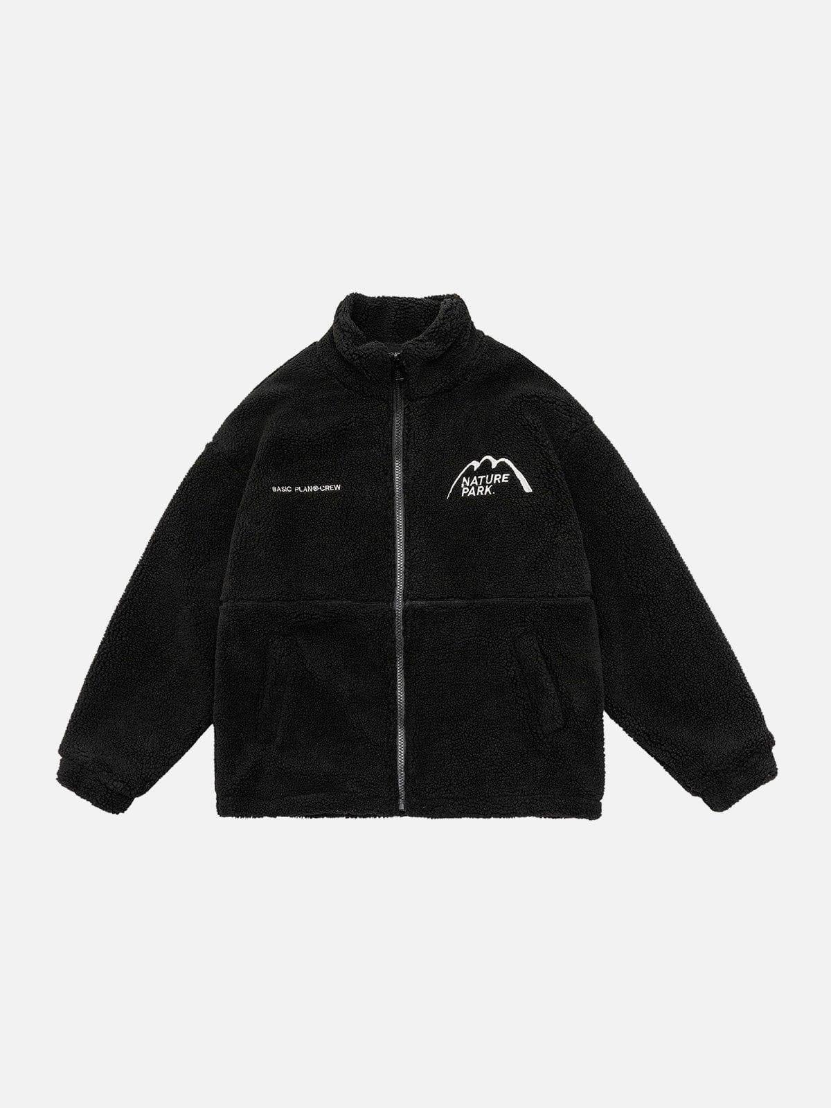 Tntwear® - Mountain Embroidered Sherpa Coat - tntwear1