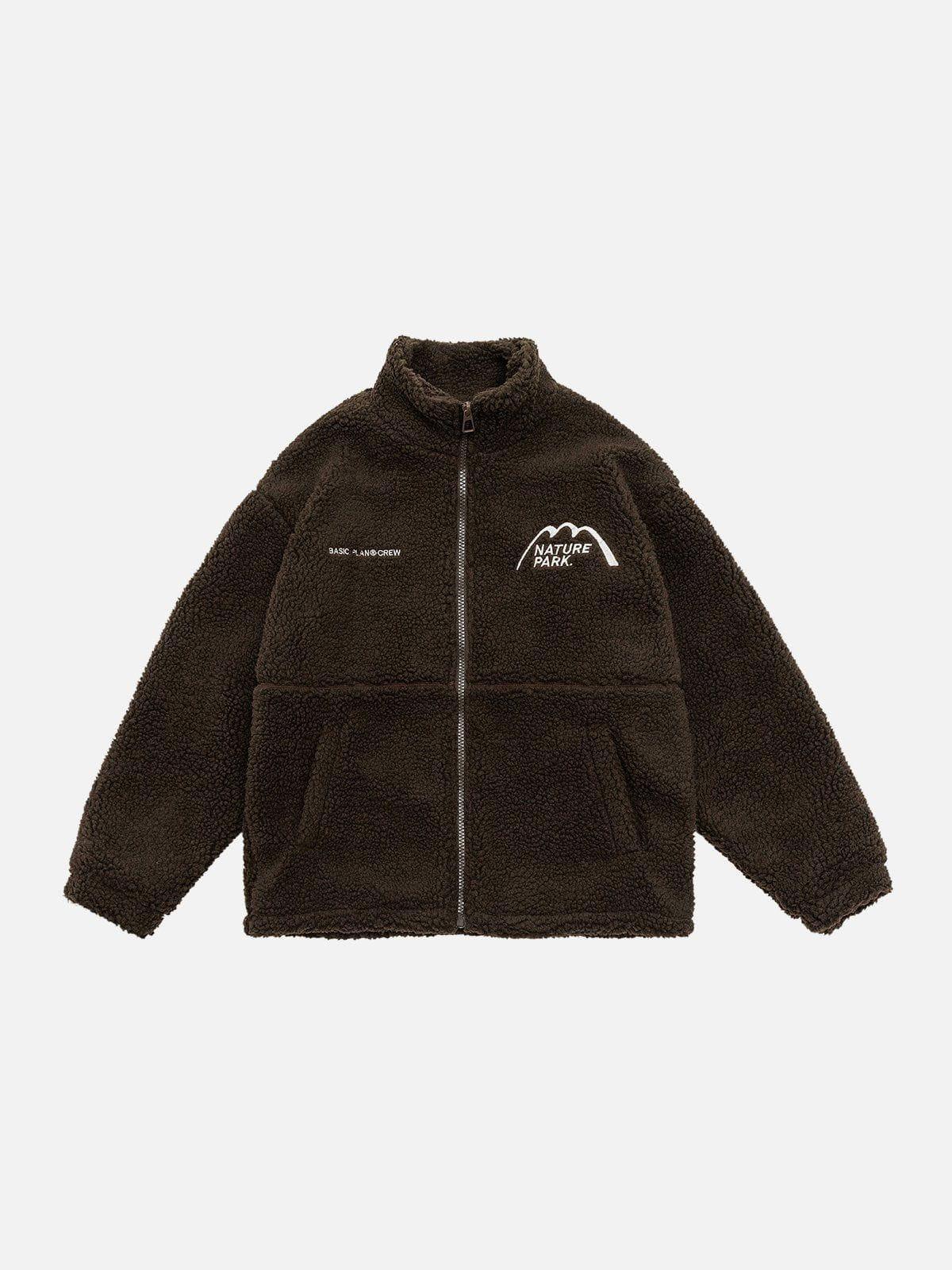Tntwear® - Mountain Embroidered Sherpa Coat - tntwear1