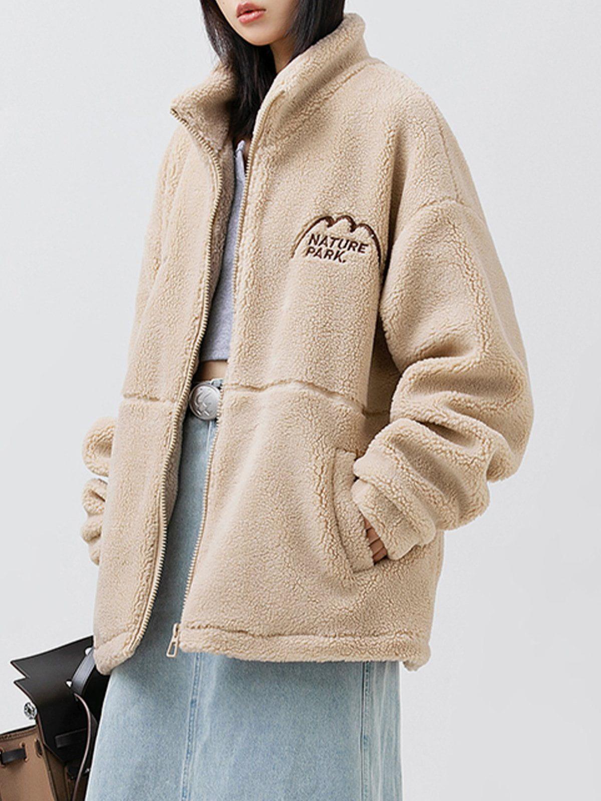 Tntwear® - Mountain Embroidered Sherpa Coat - tntwear1