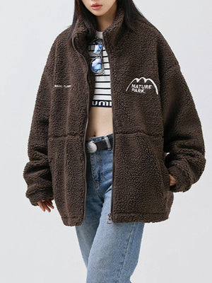 Tntwear® - Mountain Embroidered Sherpa Coat - tntwear1