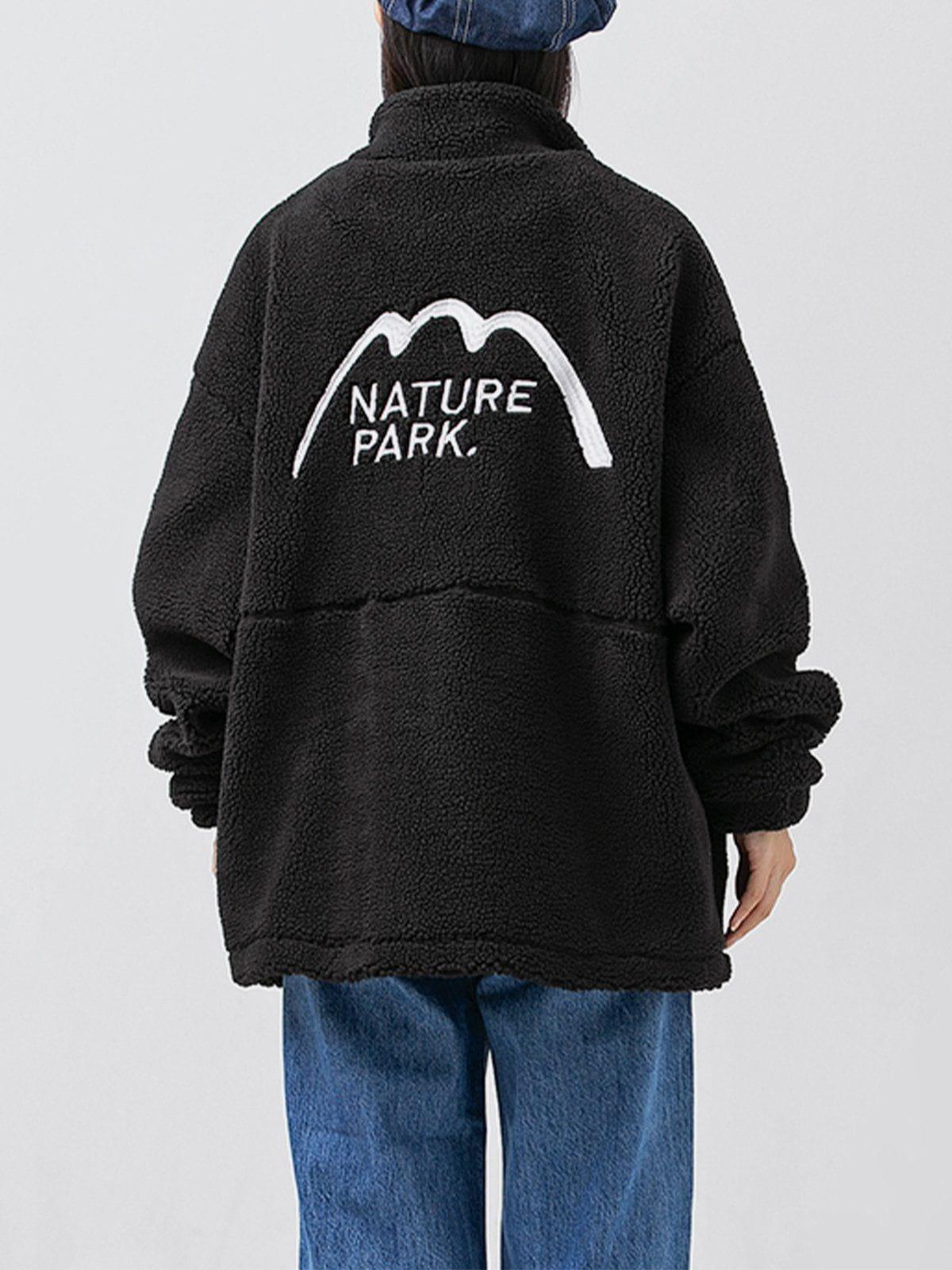 Tntwear® - Mountain Embroidered Sherpa Coat - tntwear1