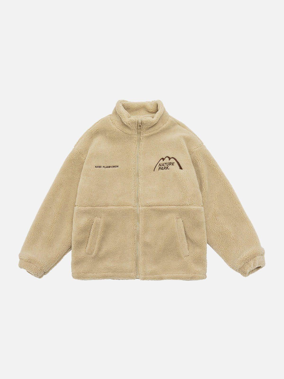 Tntwear® - Mountain Embroidered Sherpa Coat - tntwear1