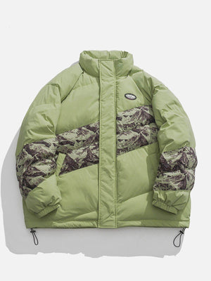 Tntwear® - Mountain Print Patchwork Winter Coat - tntwear1