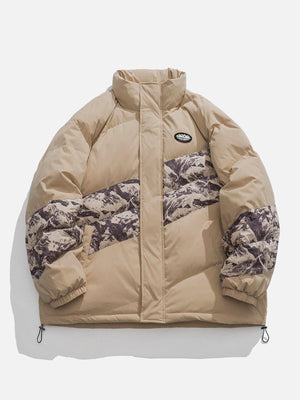 Tntwear® - Mountain Print Patchwork Winter Coat - tntwear1