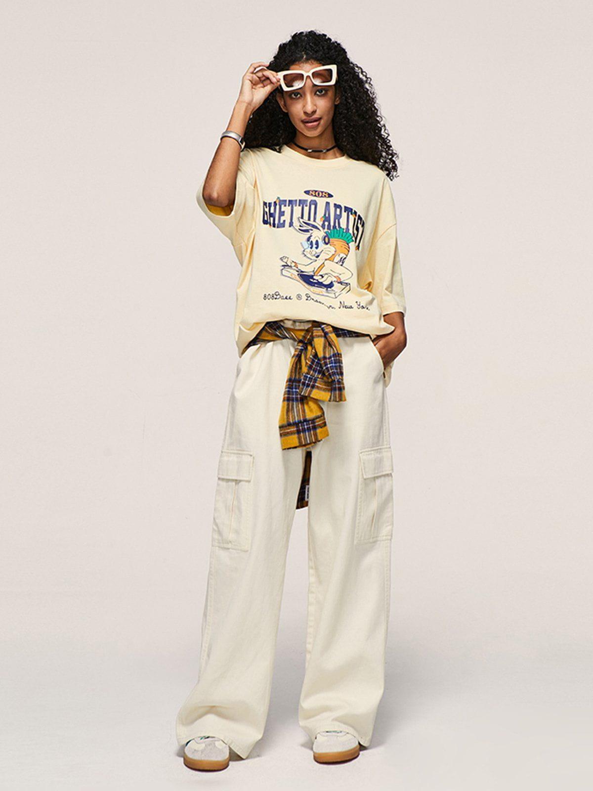 Tntwear® - Multi-Pocket Wide Leg Cargo Pants - tntwear1