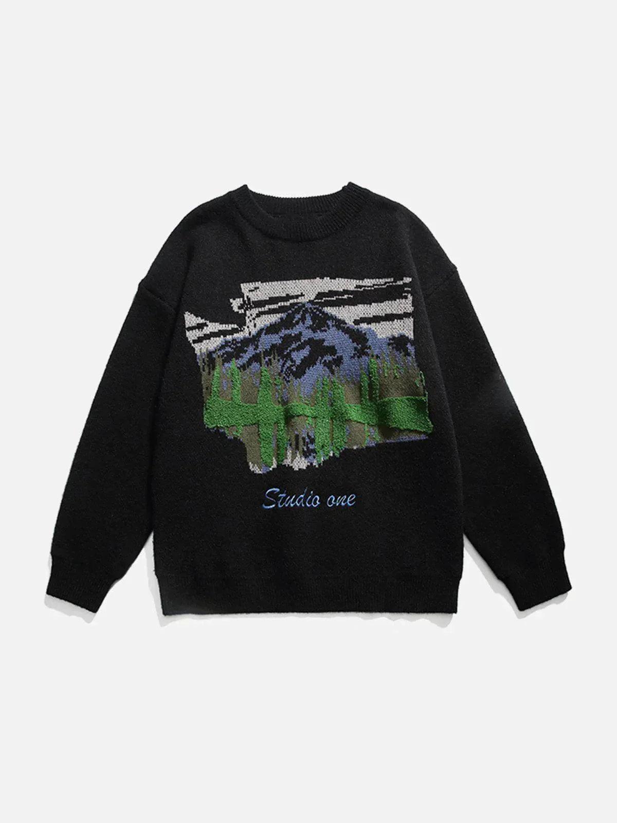 Tntwear® - Oil Painting Mountain Sweater - tntwear1