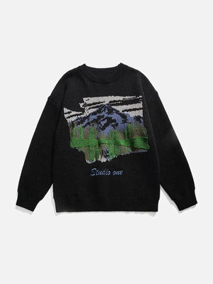Tntwear® - Oil Painting Mountain Sweater - tntwear1