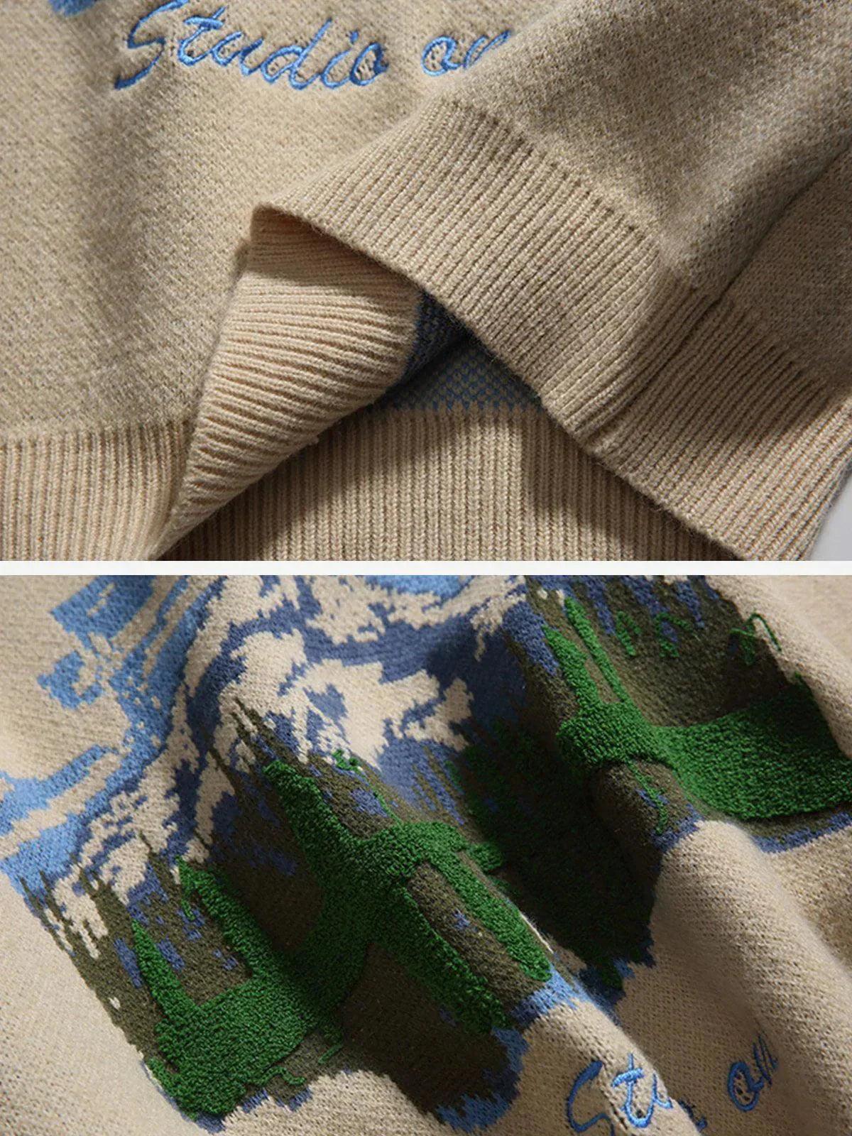 Tntwear® - Oil Painting Mountain Sweater - tntwear1