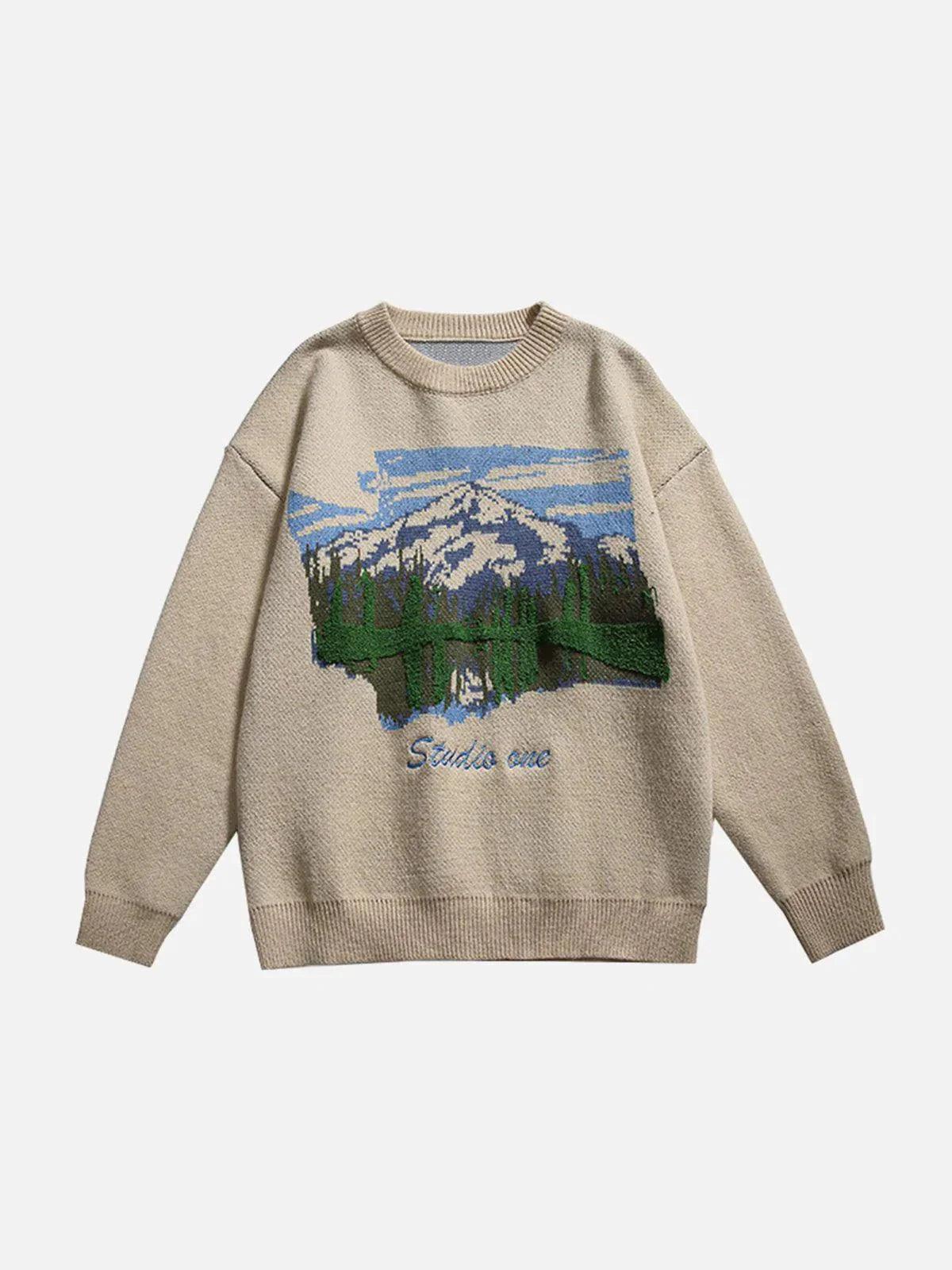 Tntwear® - Oil Painting Mountain Sweater - tntwear1