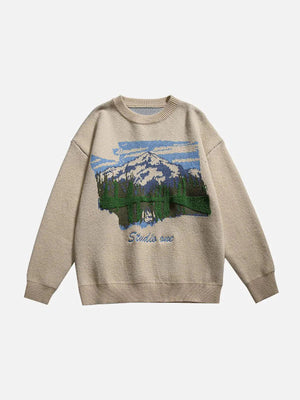 Tntwear® - Oil Painting Mountain Sweater - tntwear1