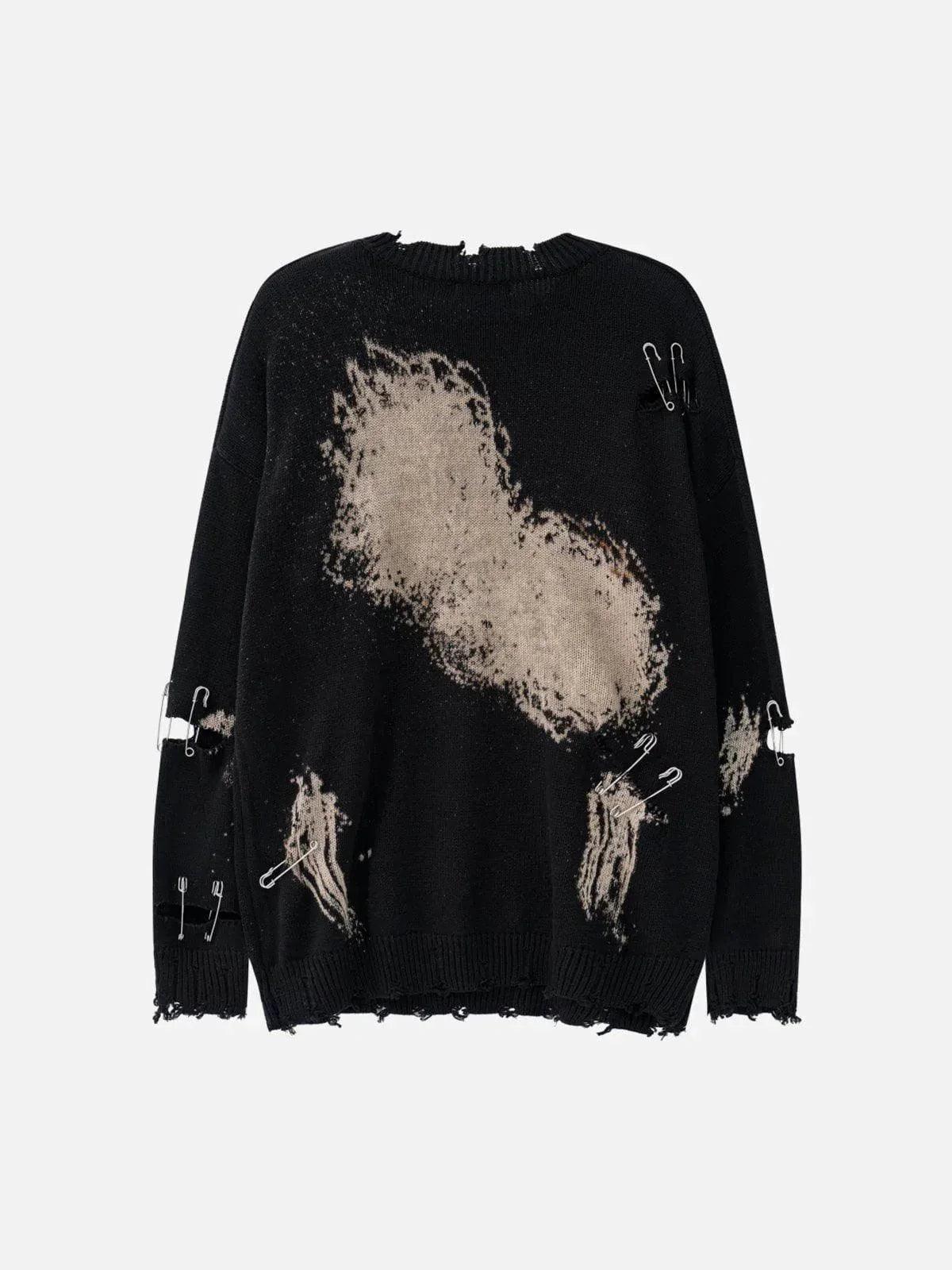 Tntwear® - Paperclip Broken Design Knit Sweater - tntwear1