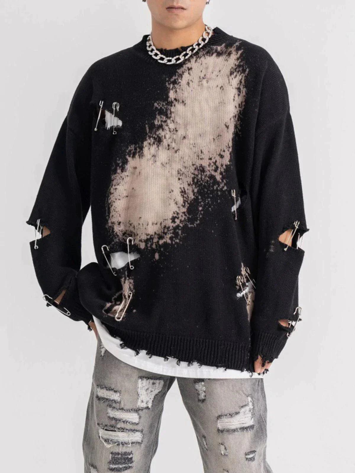 Tntwear® - Paperclip Broken Design Knit Sweater - tntwear1