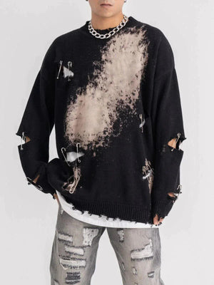 Tntwear® - Paperclip Broken Design Knit Sweater - tntwear1