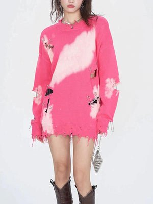 Tntwear® - Paperclip Broken Design Knit Sweater - tntwear1