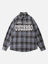 Tntwear® - Patch Embroidered Plaid Long Sleeve Shirt - tntwear1