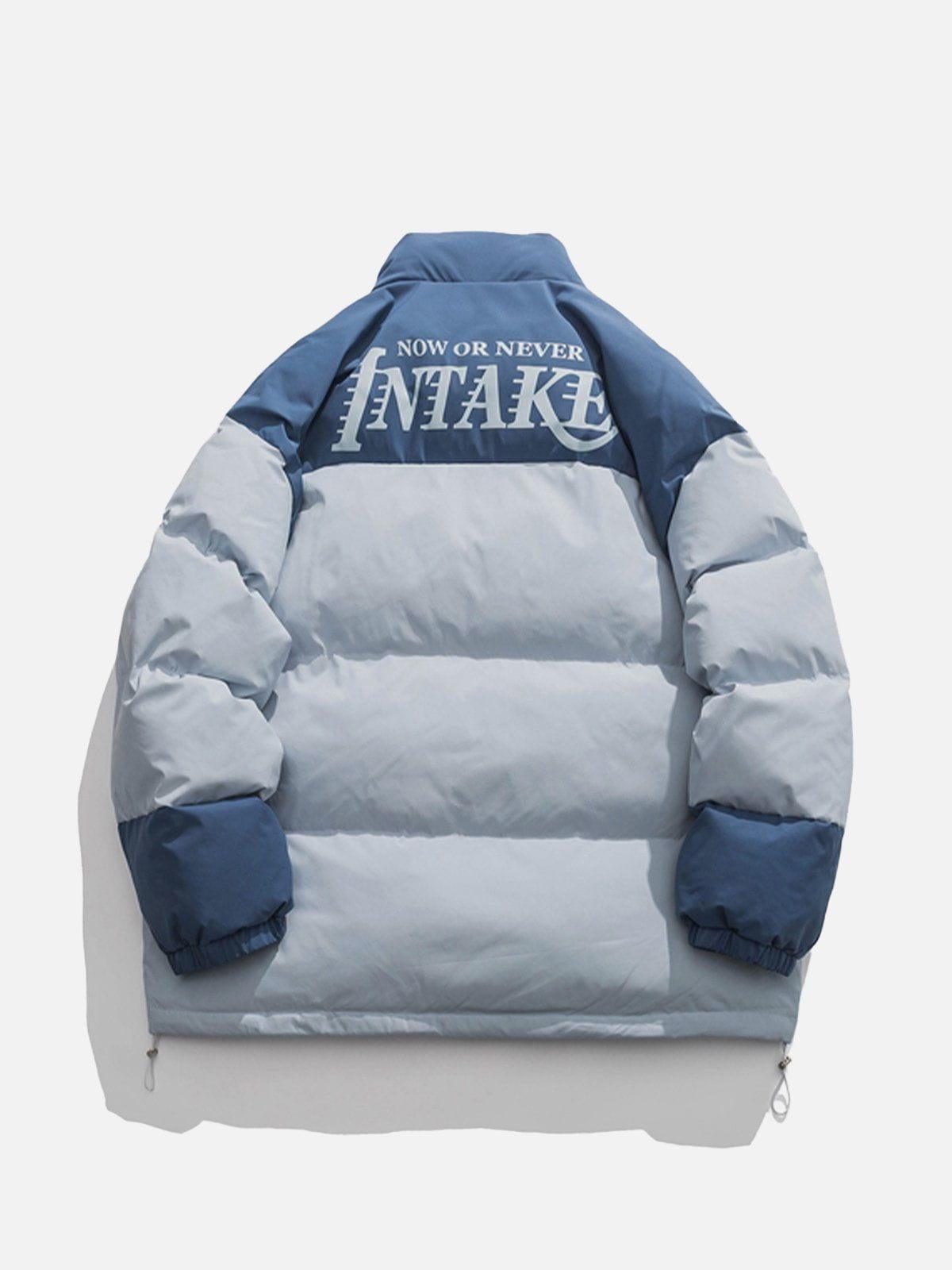 Tntwear® - Patchwork Embossed Letter Winter Coat - tntwear1