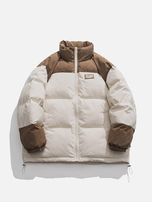 Tntwear® - Patchwork Embossed Letter Winter Coat - tntwear1