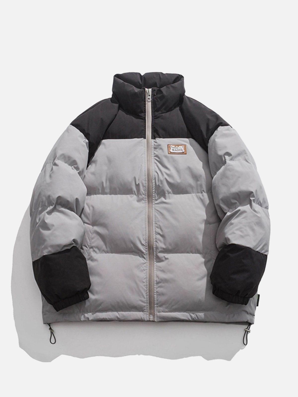 Tntwear® - Patchwork Embossed Letter Winter Coat - tntwear1