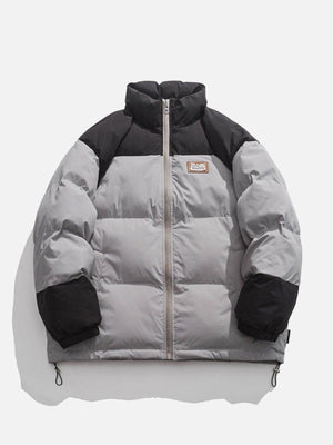 Tntwear® - Patchwork Embossed Letter Winter Coat - tntwear1