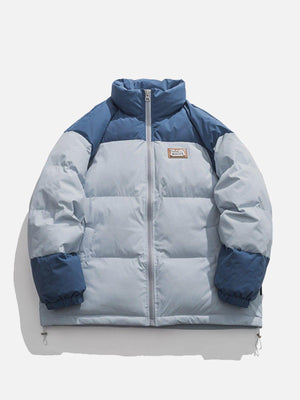 Tntwear® - Patchwork Embossed Letter Winter Coat - tntwear1