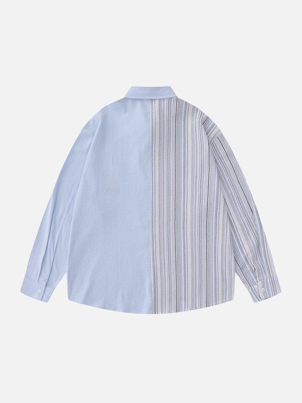 Tntwear® - Patchwork Stripe Long Sleeve Shirt - tntwear1