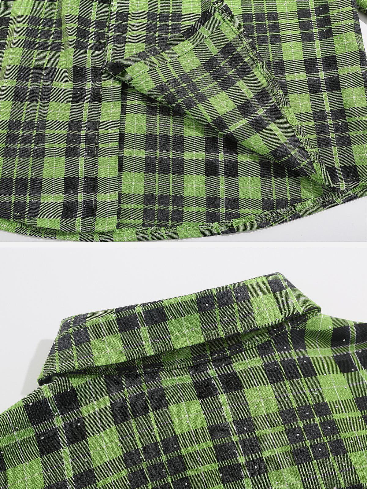 Sneakerland® - PLAID Contrasting Colors Shacket - tntwear1
