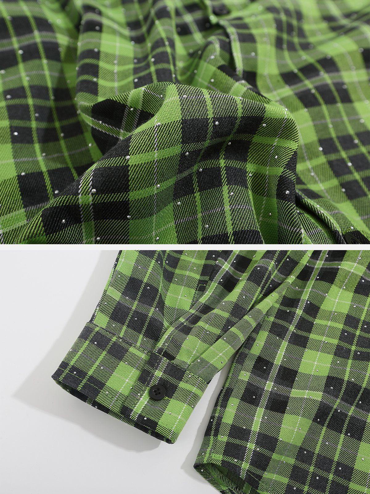 Sneakerland® - PLAID Contrasting Colors Shacket - tntwear1