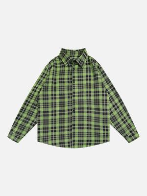 Sneakerland® - PLAID Contrasting Colors Shacket - tntwear1