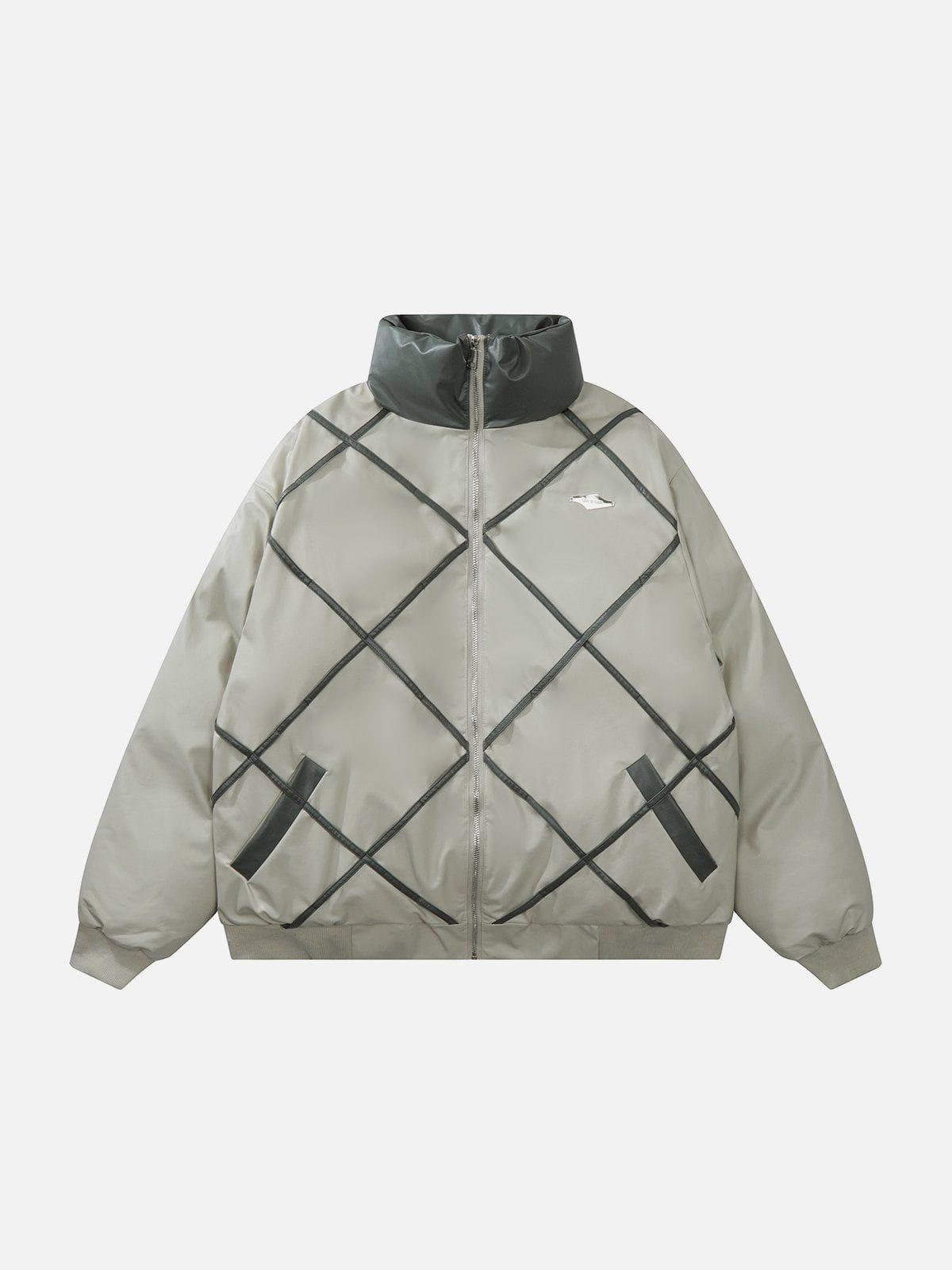 Tntwear® - Plaid Leather Winter Coat - tntwear1