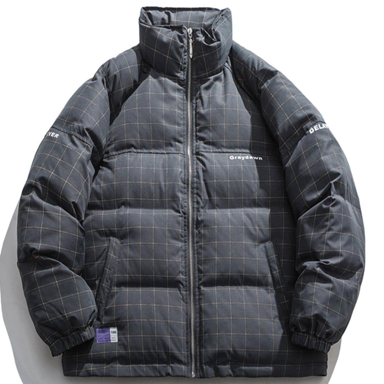 Tntwear® - Plaid Print Winter Coat - tntwear1