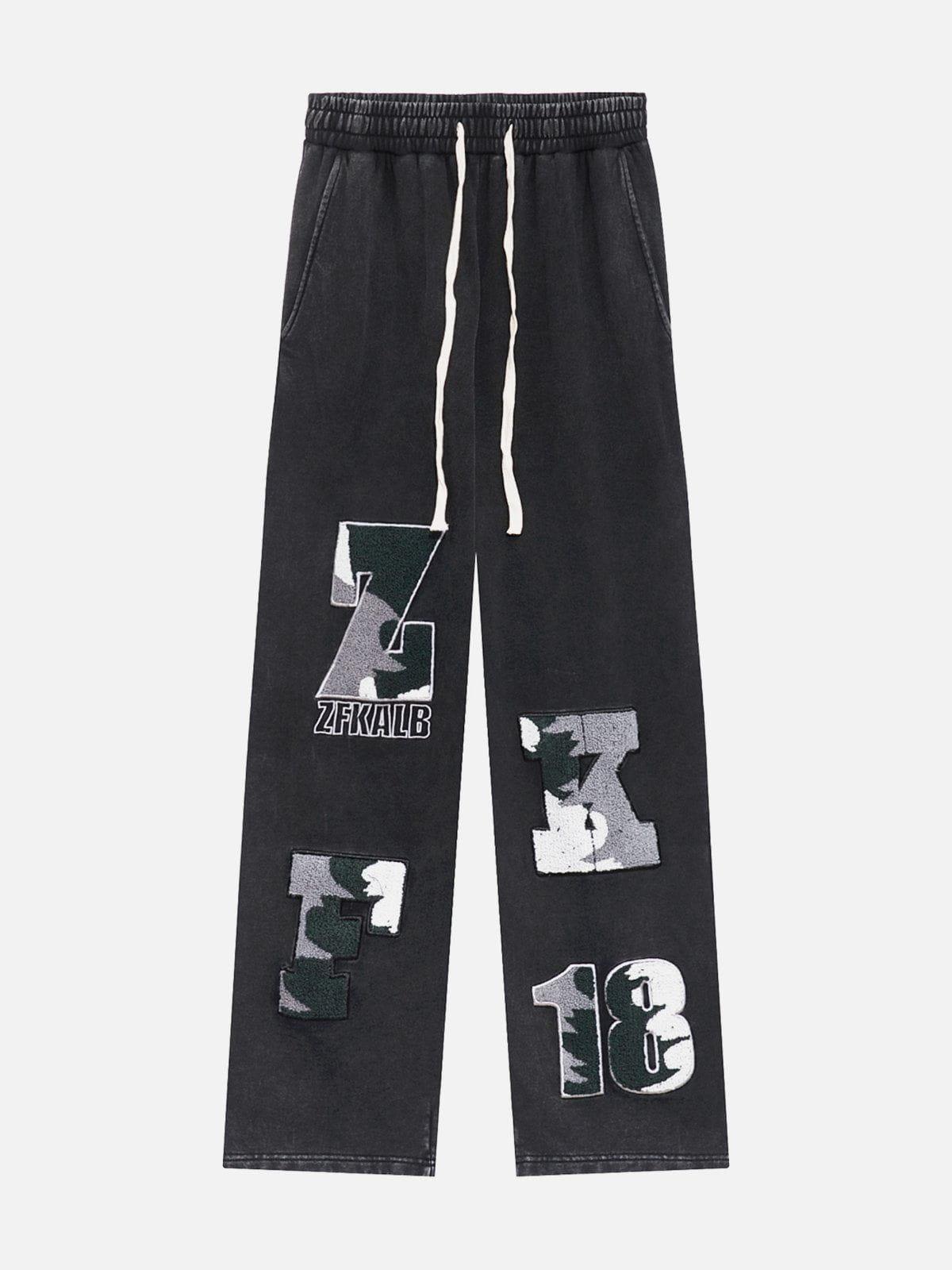 Tntwear® - Plush Letter Embroidery Sweatpants - tntwear1