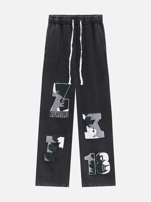 Tntwear® - Plush Letter Embroidery Sweatpants - tntwear1