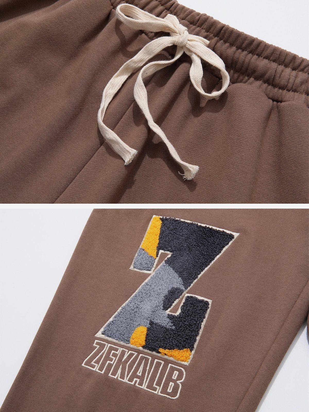 Tntwear® - Plush Letter Embroidery Sweatpants - tntwear1
