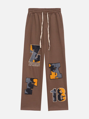 Tntwear® - Plush Letter Embroidery Sweatpants - tntwear1