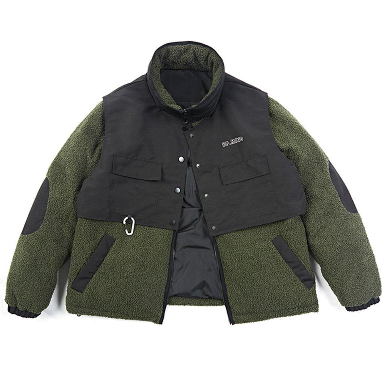 Tntwear® - Pocket Splicing Sherpa Winter Coat - tntwear1